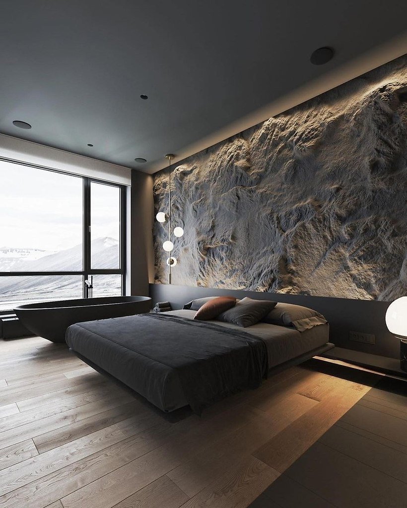 Мрамор в интерьере спальни