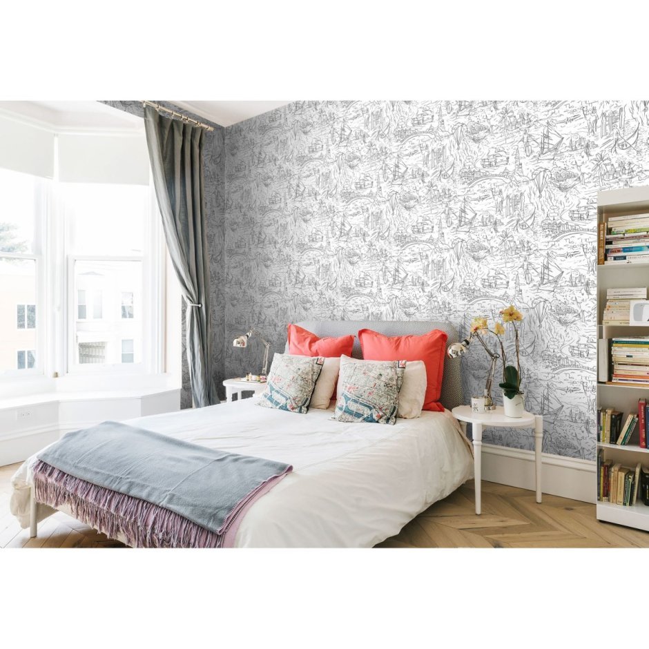 Настенные обои мятного цвета