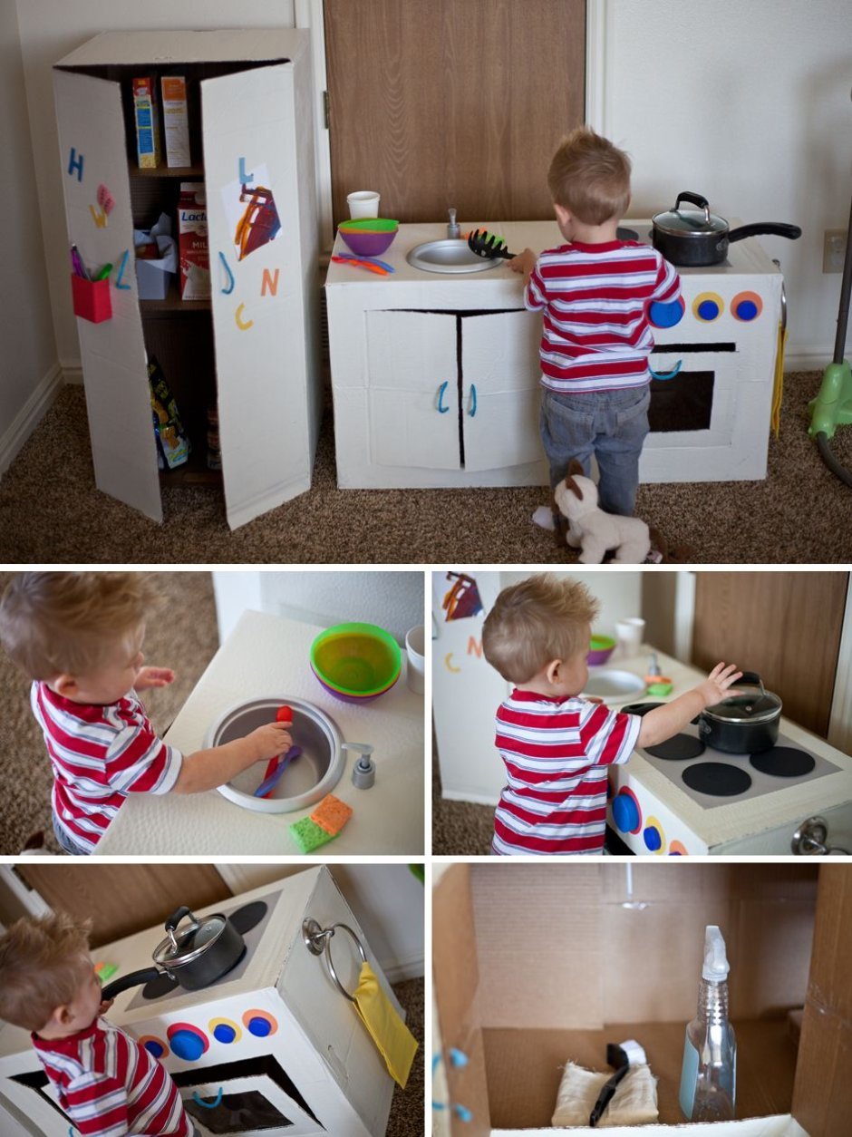 Кухня из коробки для ребенка