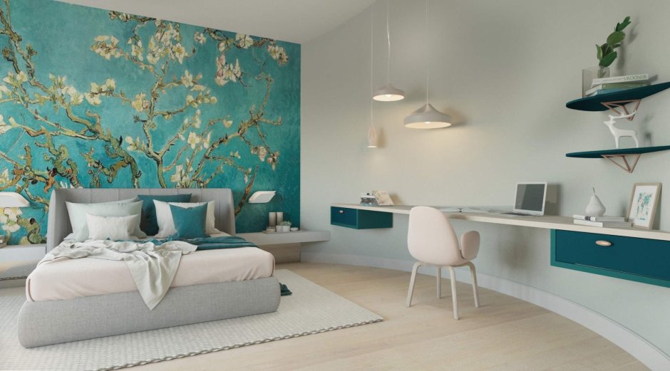 Комната в синих тонах интерьер