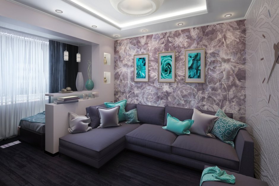 Спальня в бирюзовом цвете