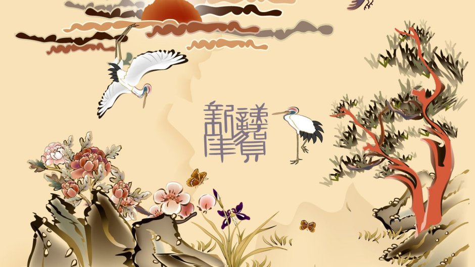 Японские рисунки на черном фоне