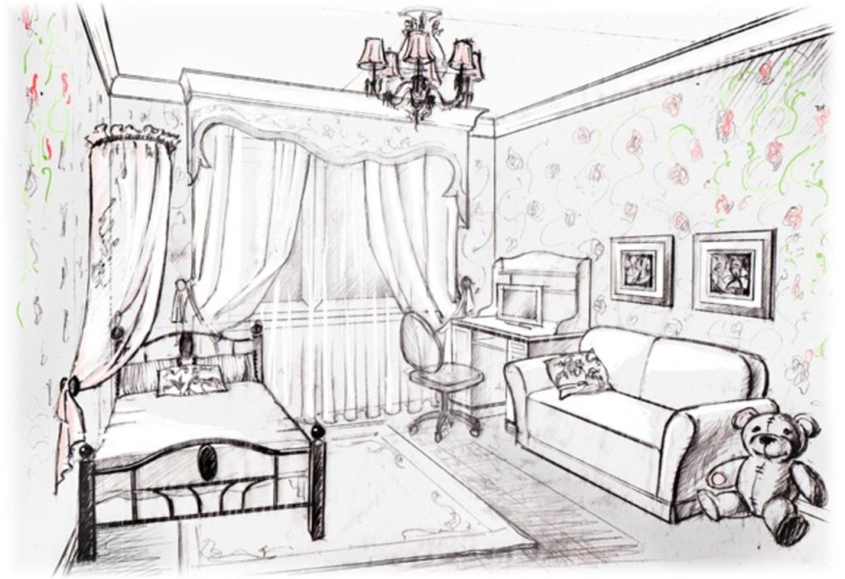 Набросок интерьера комнаты