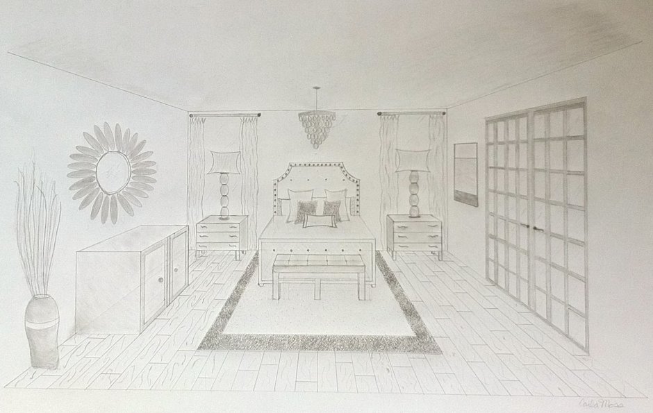 Набросок интерьера комнаты