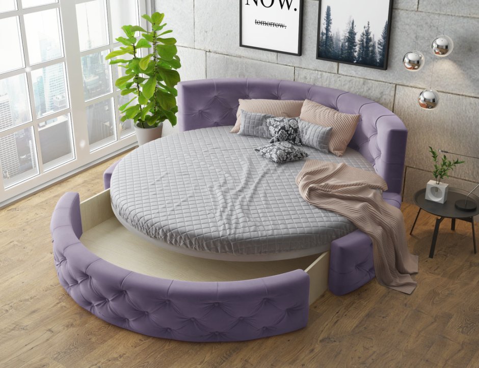 Круглая кровать трансформер двуспальная