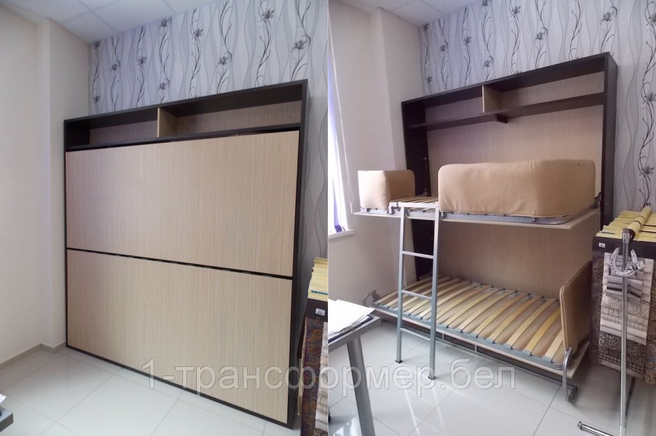 Детская двухэтажная кровать со шкафчиками
