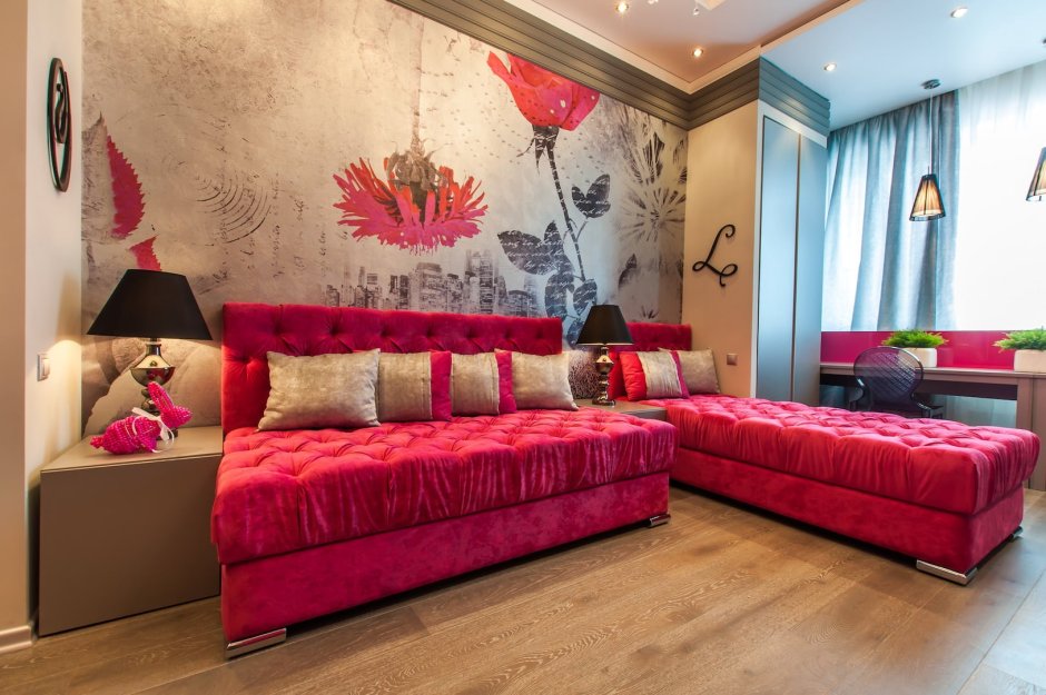 Интерьер однокомнатной квартиры с кроватью