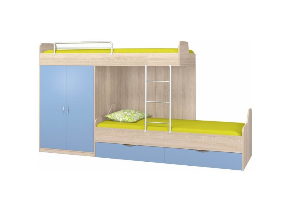 Двухъярусная угловая детская кровать