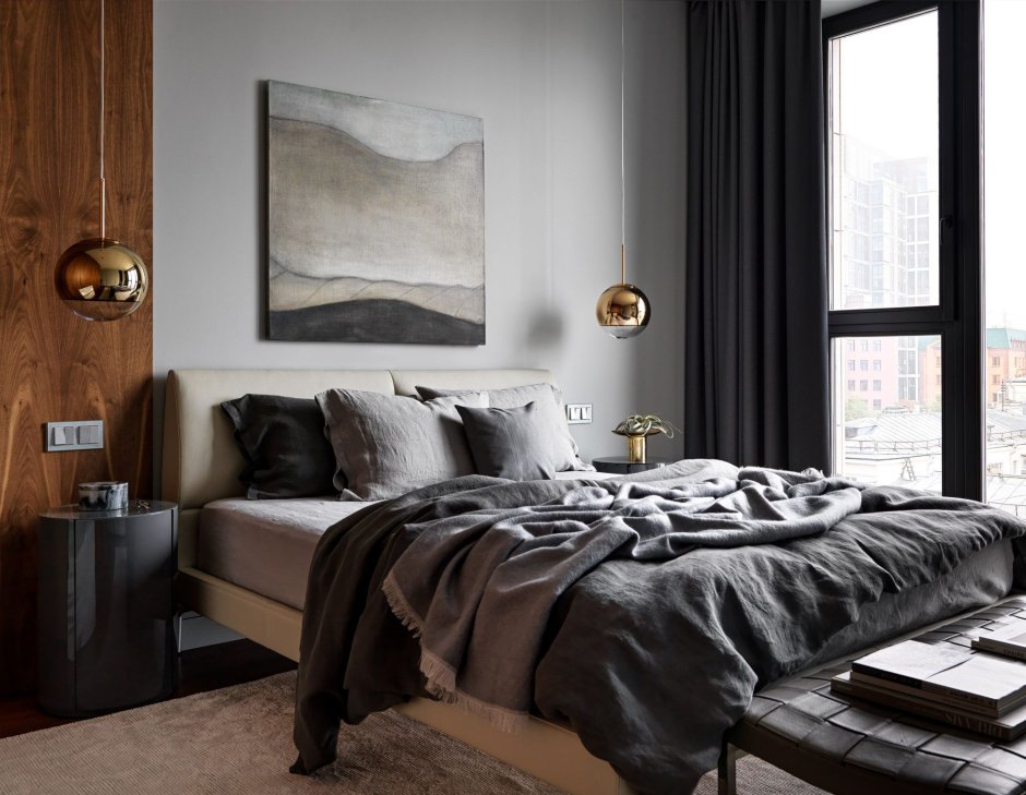 Спальня в серых тонах