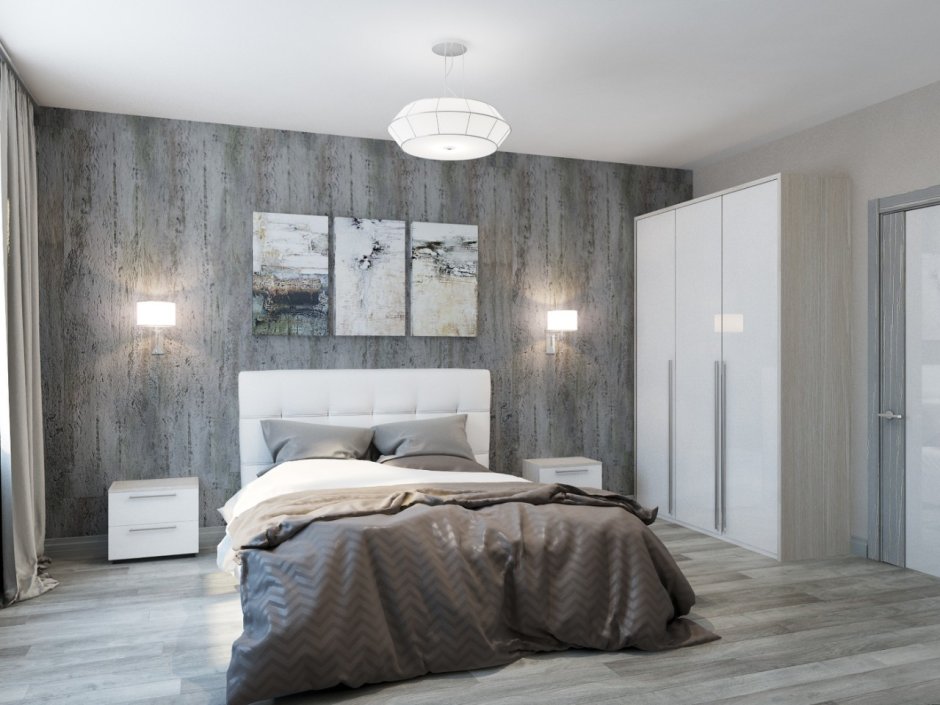 Спальня в серо розовых тонах