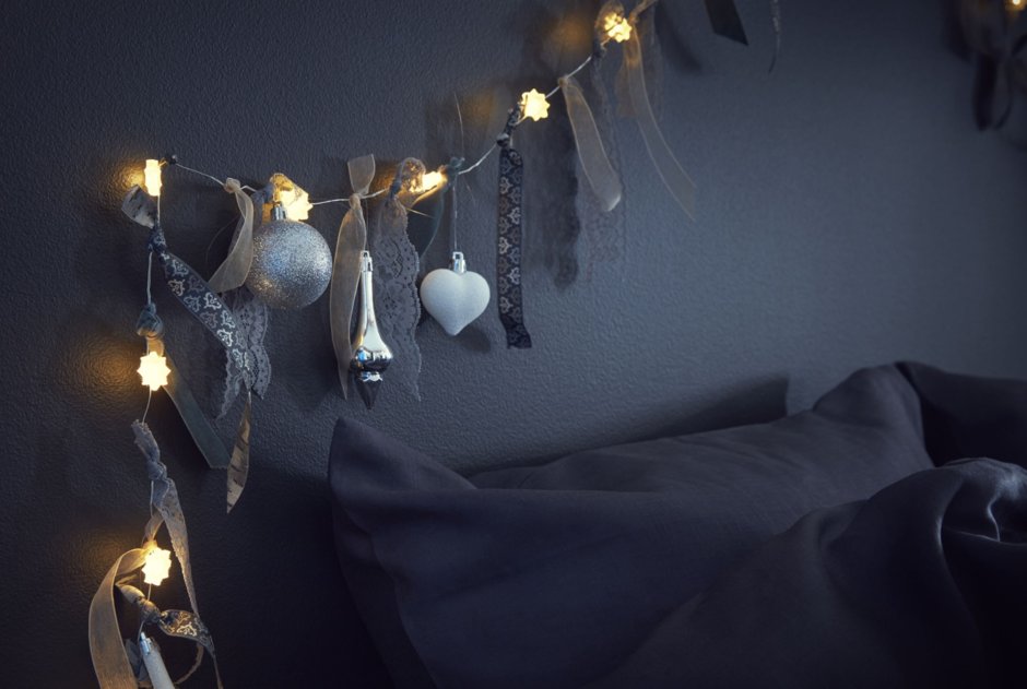 Ретро гирлянда в спальне