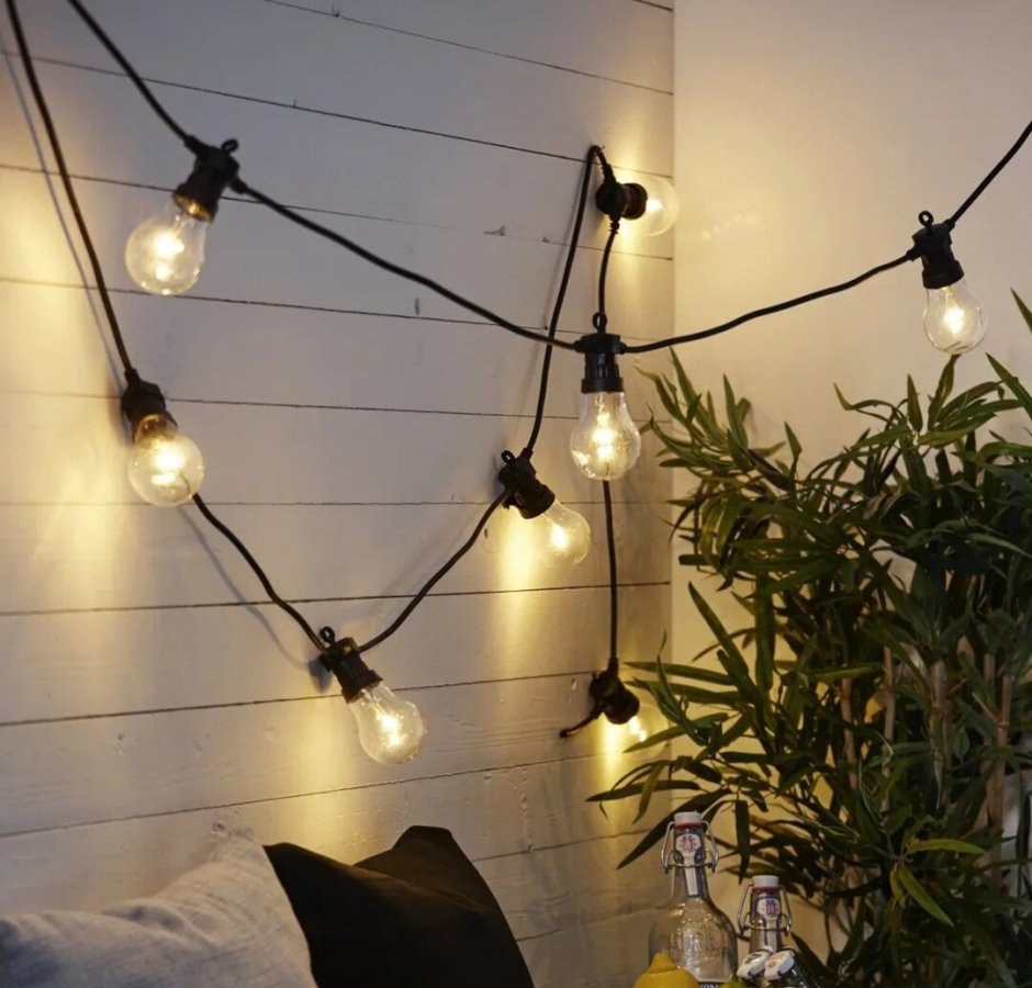 Гирлянда из лампочек в интерьере