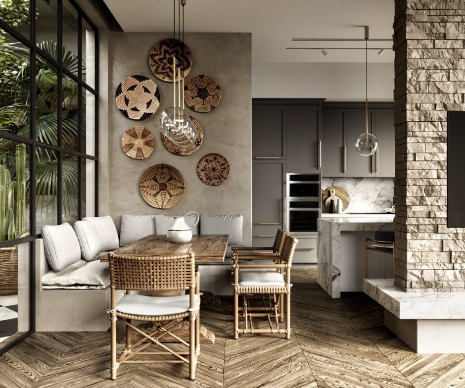 Скандинавский бохо спальня