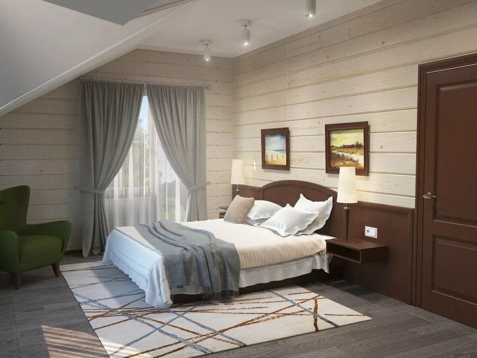 Интерьер с имитацией бруса Кантри