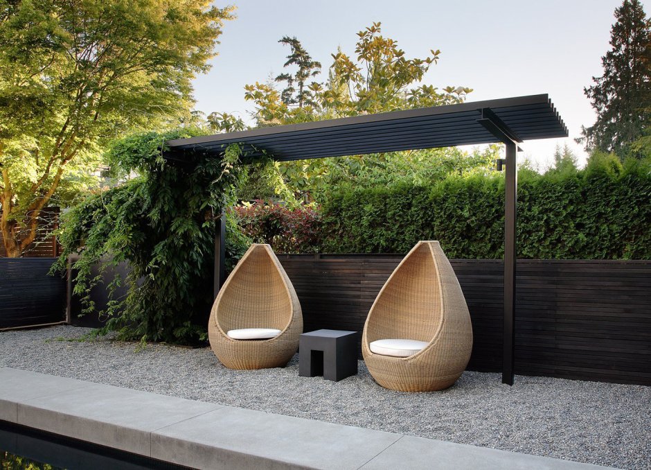 Патио с подпорными стенками