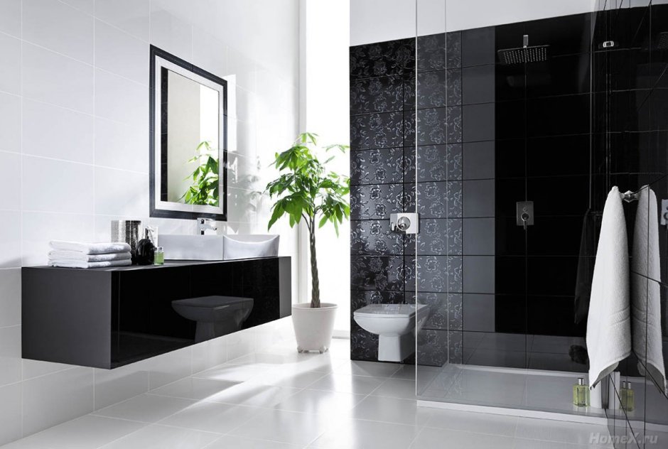 Черная матовая плитка для ванной