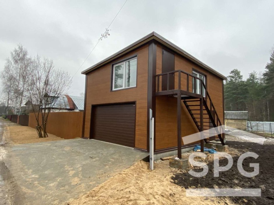 Каркасный двухэтажный гараж