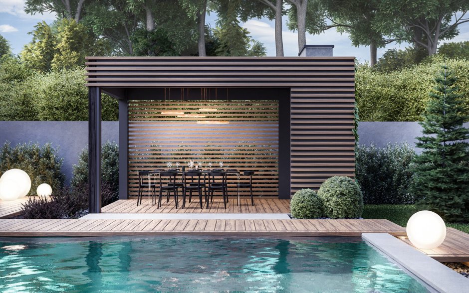 Беседка с перголой хайтек