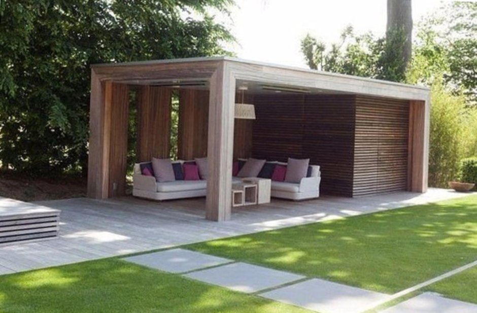 Беседка с плоской крышей