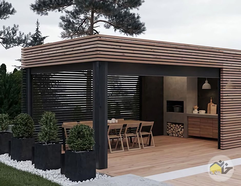 Летняя кухня в стиле хайтек