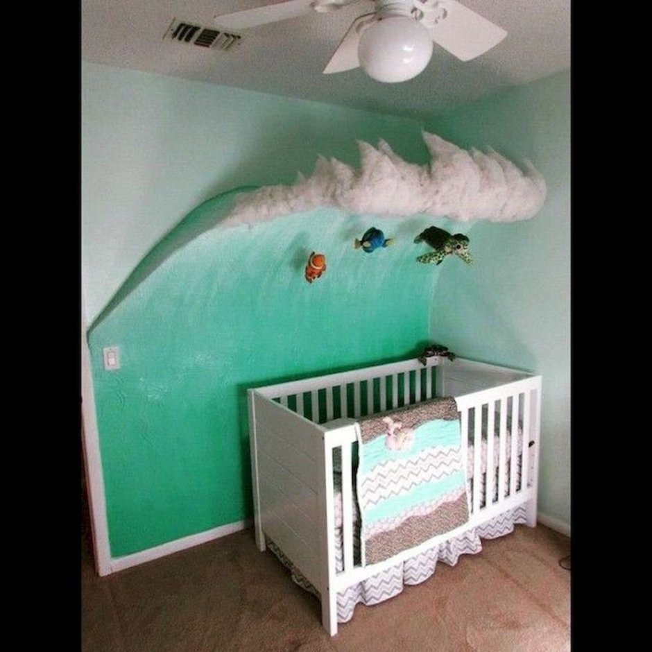 Интерьер для новорожденного зеленый