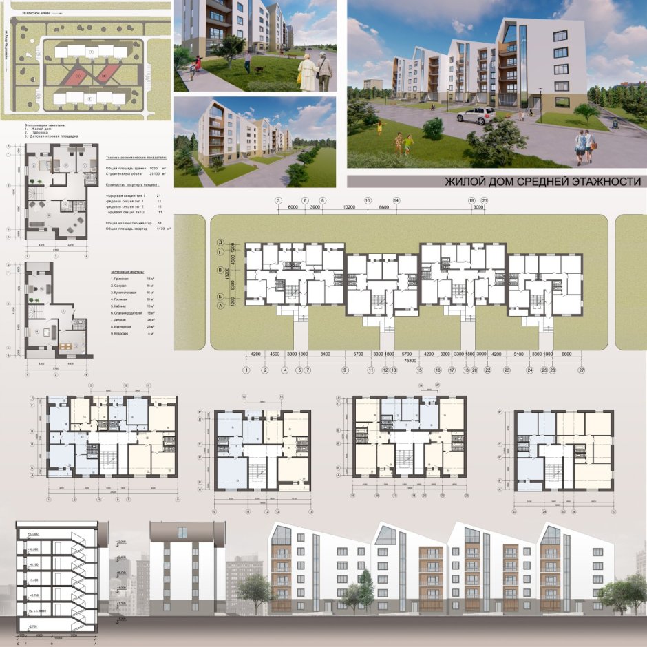Жилой дом средней этажности галерейного типа