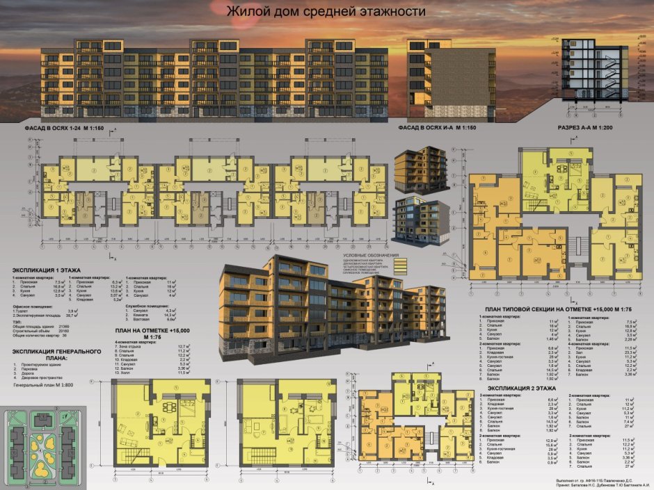 Проект жилого комплекса средней этажности