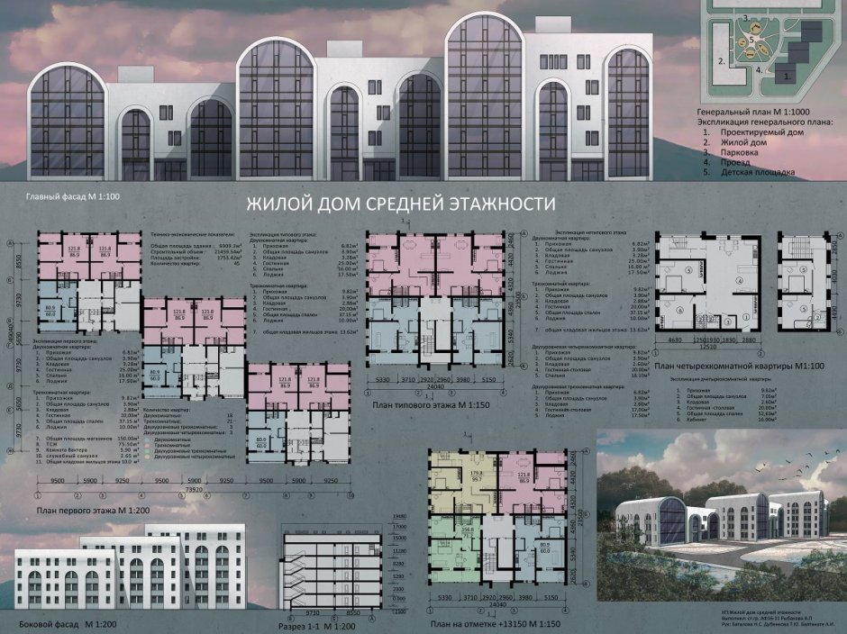 Дом средней этажности проект МАРХИ