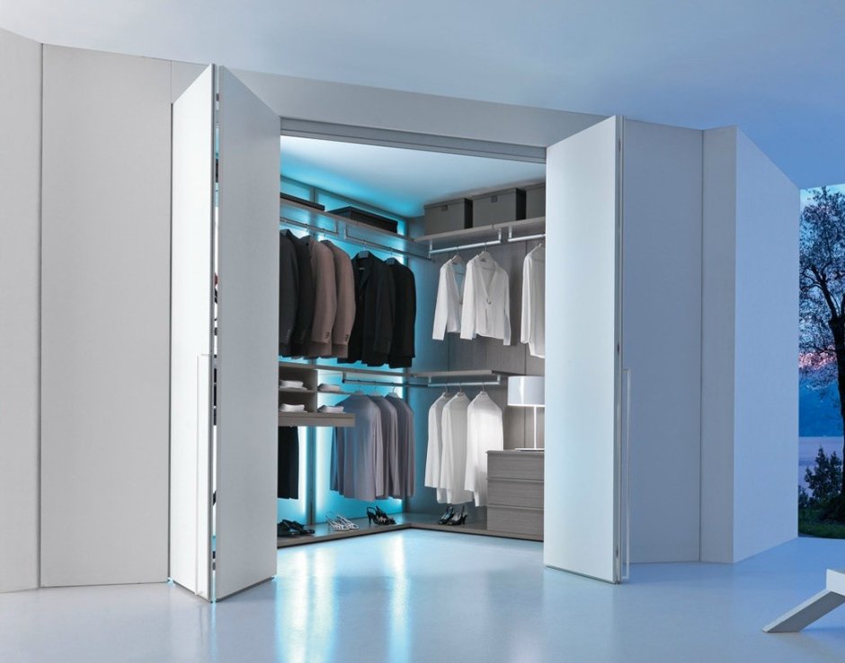 Угловая гардеробная аристо двери