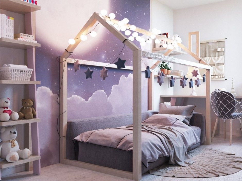 Детская комната с кроватью домиком