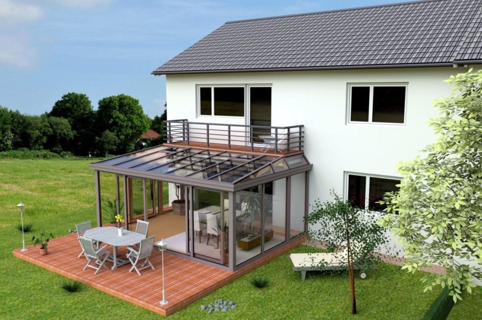 Двухэтажный дом с террасой