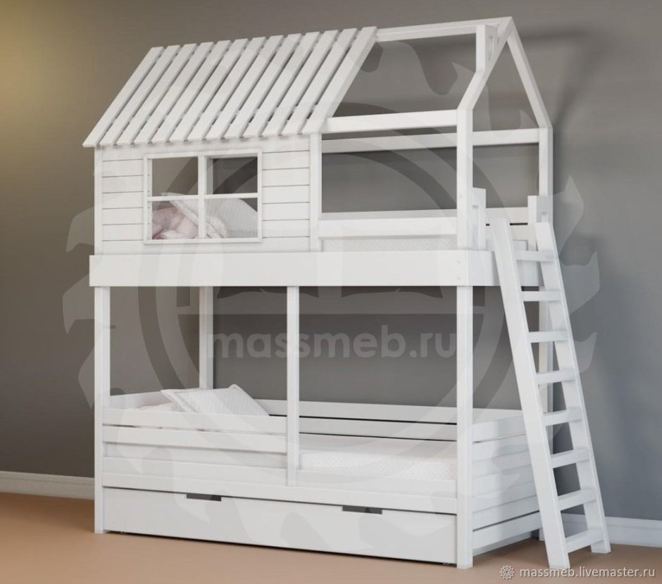 Двухъярусная кровать ikea kura