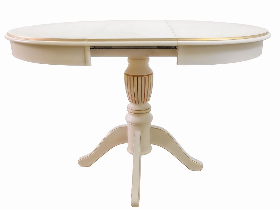 Стол обеденный Мебелик Моро 03 раздвижной слоновая кость/патина 90/120x90