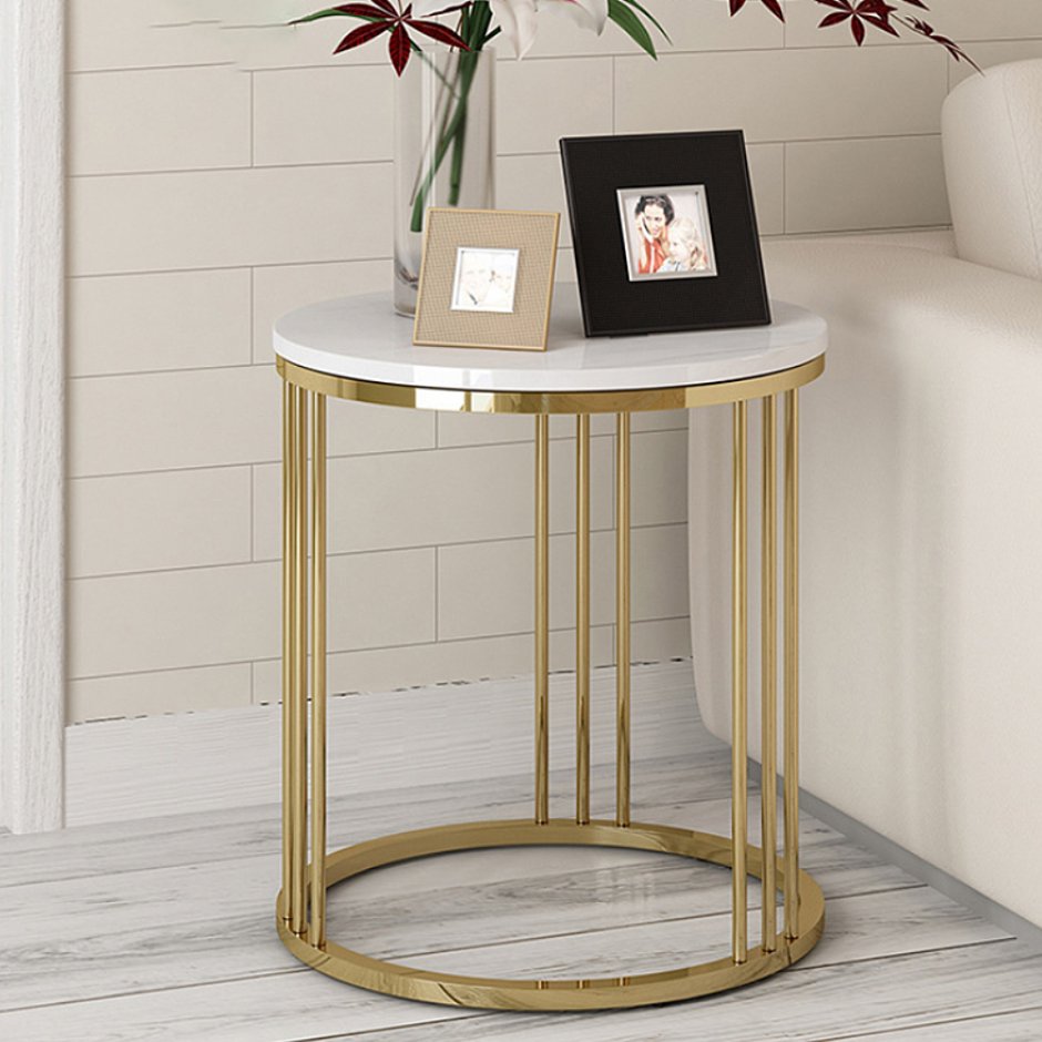 Приставной столик круглый золотой 61 см "Лукас" Gold