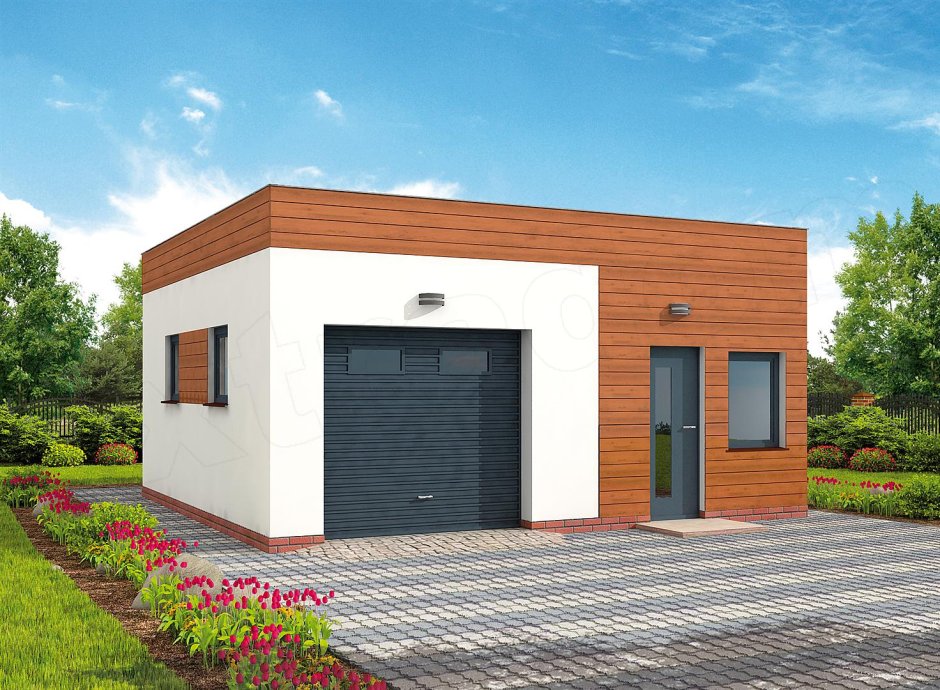 Гараж с плоской крышей