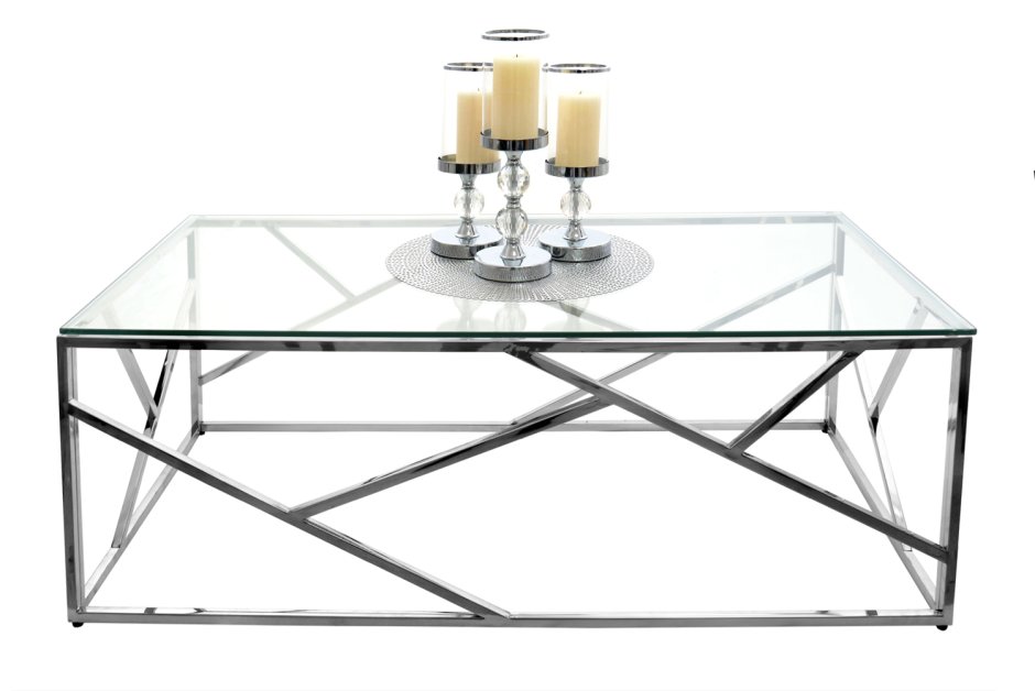 Журнальный столик из металла и стекла