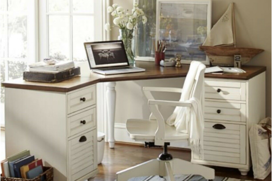 Современный письменный стол угловой белый мат 138 / 110 Tox