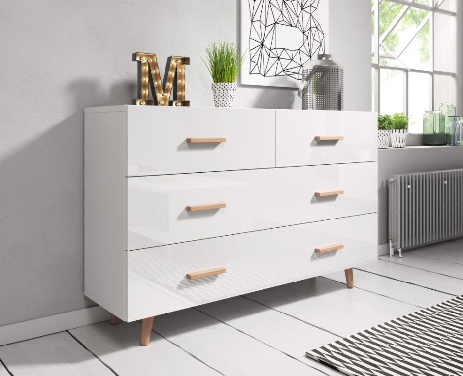 Комод Пайн белый глянец