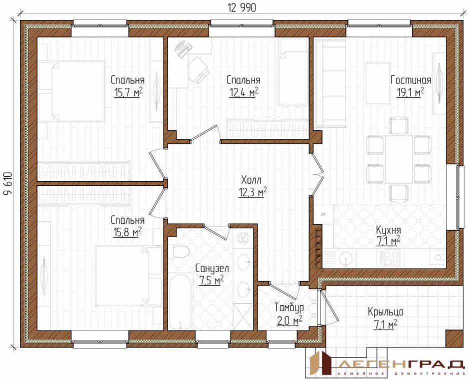 Дом 10х13 одноэтажный планировка