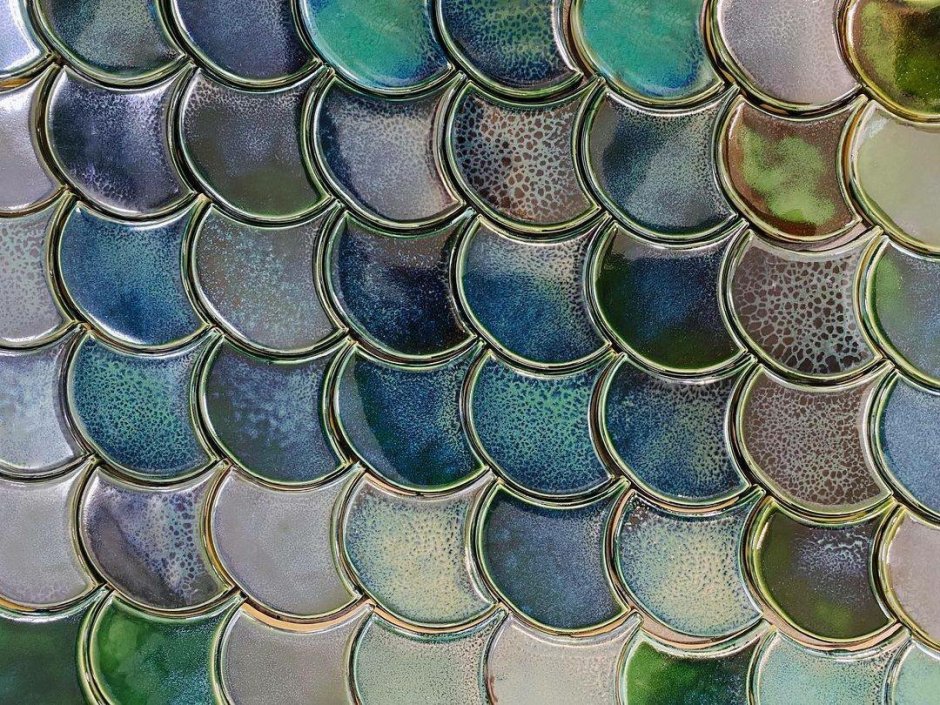 Плитка рыбья чешуя зеленая