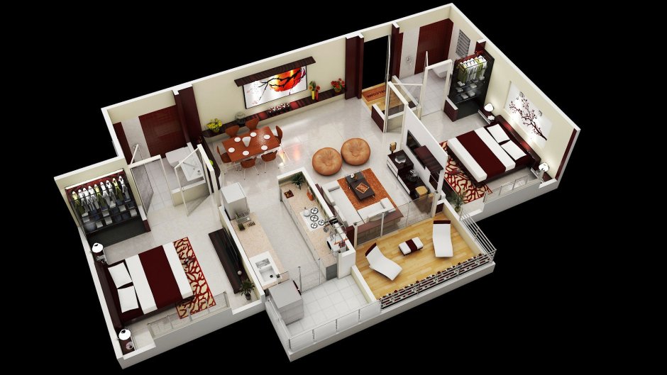 3dx Max планировка квартиры