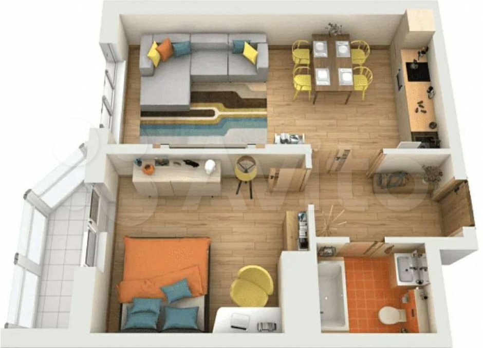 Евродвушка пик планировка 40 кв