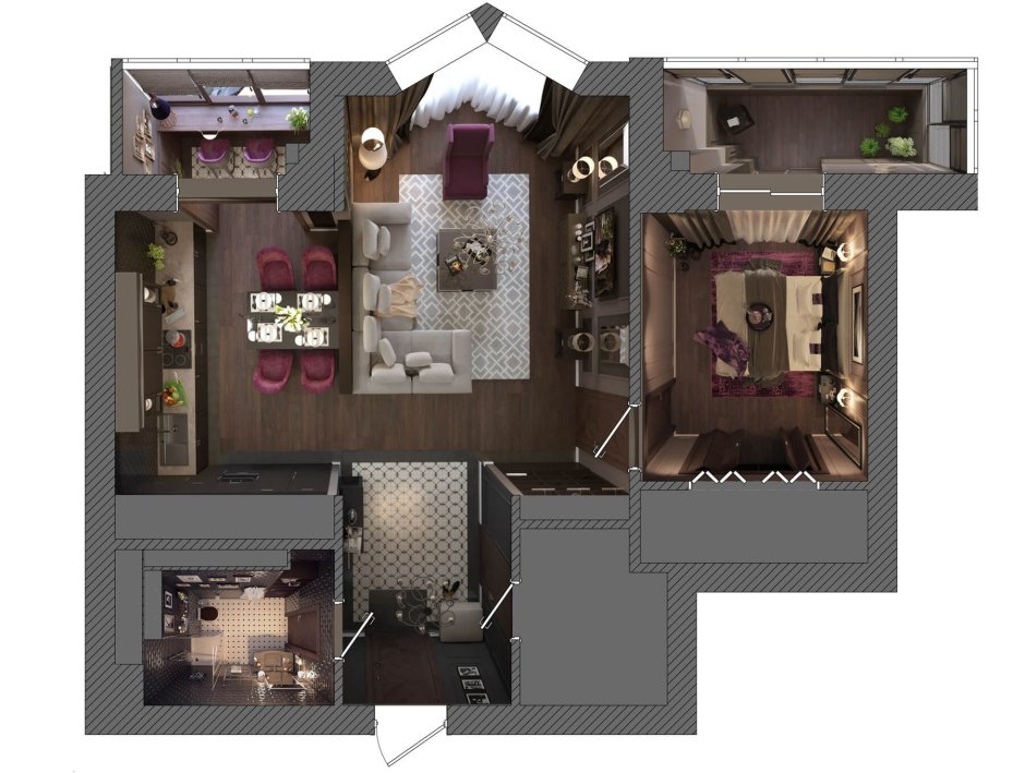 Двухкомнатная квартира вид сверху