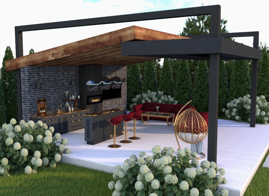 Крытая беседка лофт