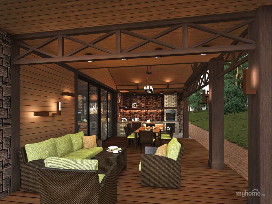 Беседка в стиле лофт с мангальной зоной