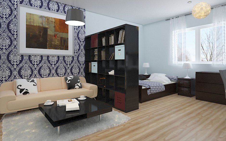 Зонирование комнаты обоями