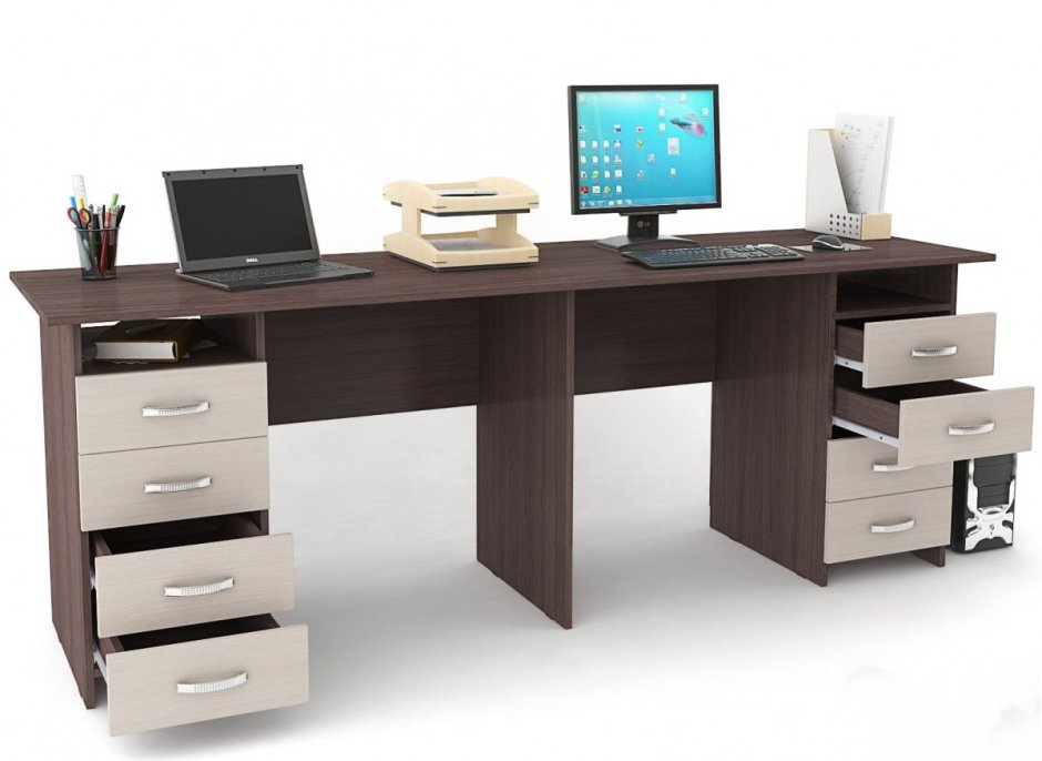 Стол письменный для двоих Тандем-3 белый