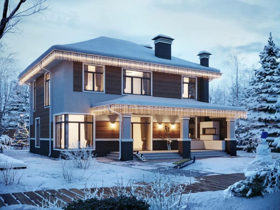 Дома в американском стиле двухэтажные