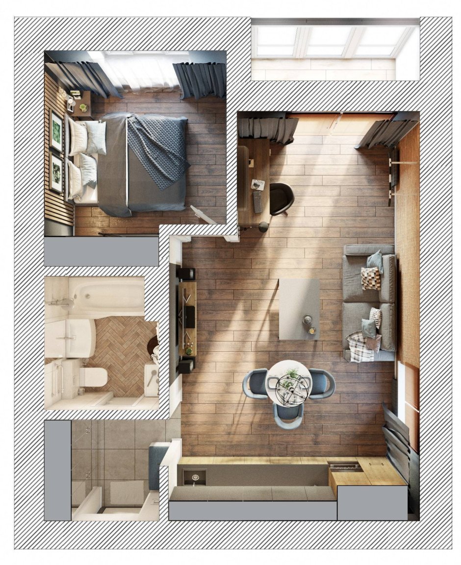 План схема 2 комнатной квартиры в панельном доме