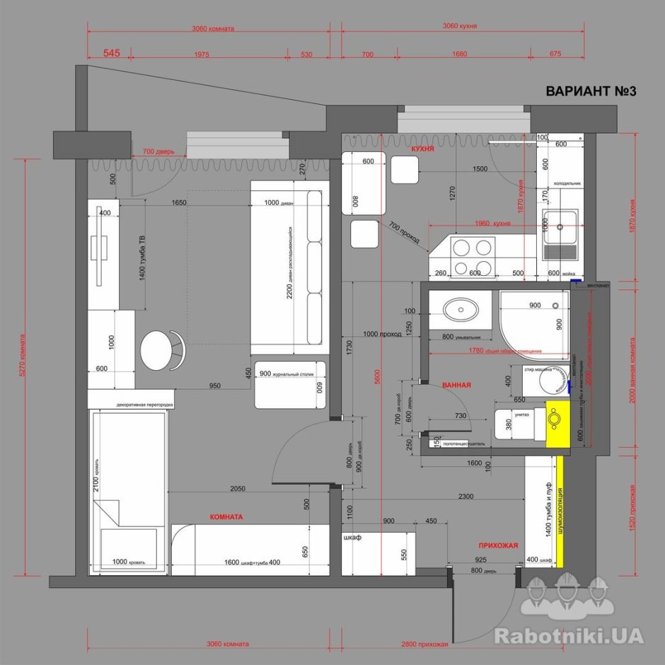 Перепланировка 3-х комнатной квартиры чешки